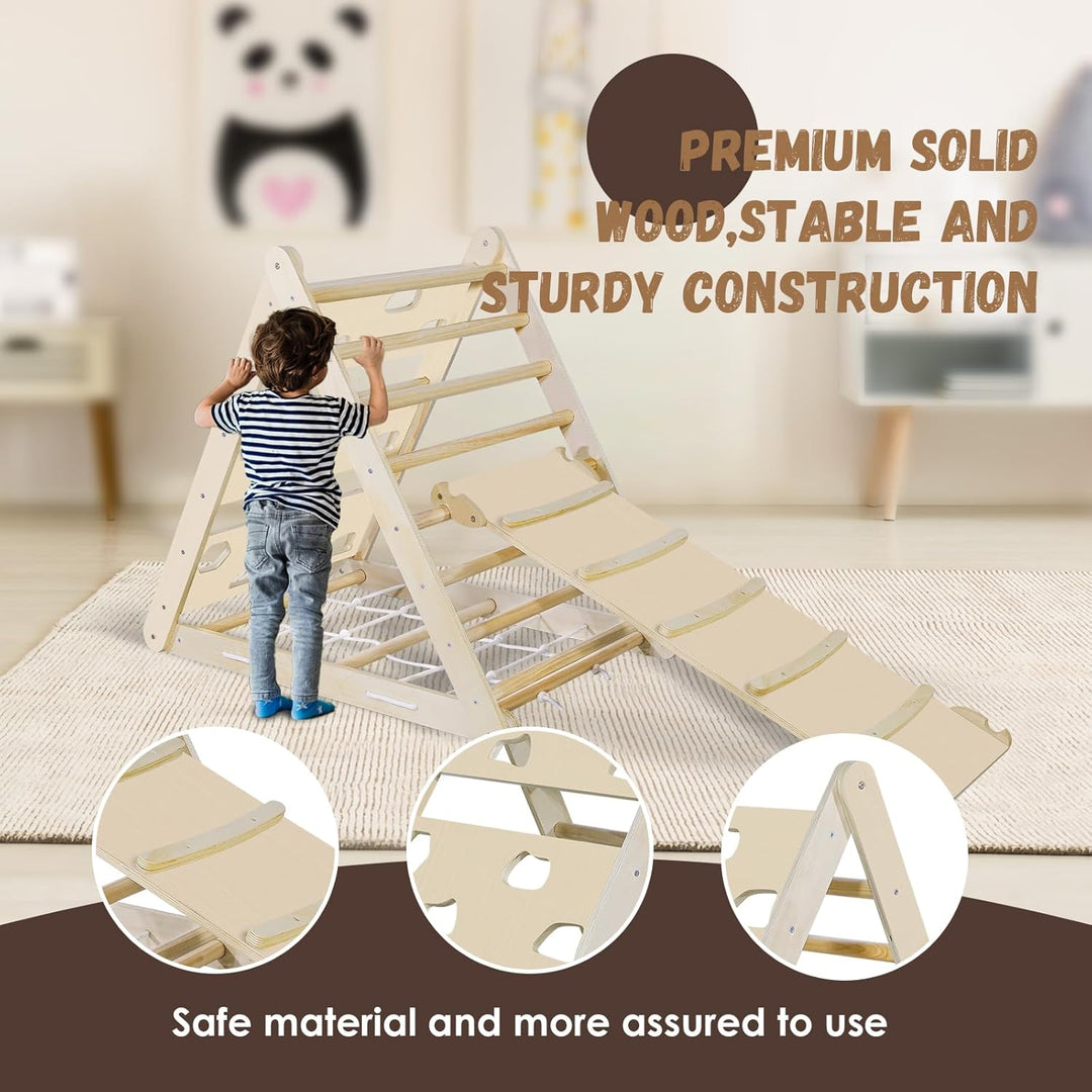 CCLIFE Kletterdreiecke mit Rutsche nach ab 1 Jahr Pikler 5 in 1 Art Holz Indoor für Babys Kinder Kle