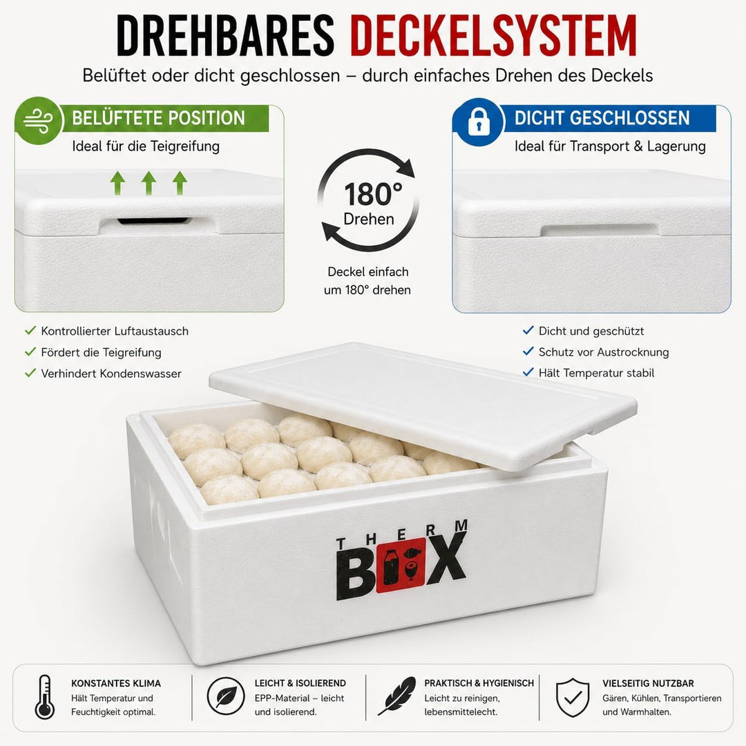 THERM BOX 80W Gärbox Styroporbox 80 Liter Innen 62,5x44x30cm Wandstärke 3cm Thermobox Isolierbox Küh