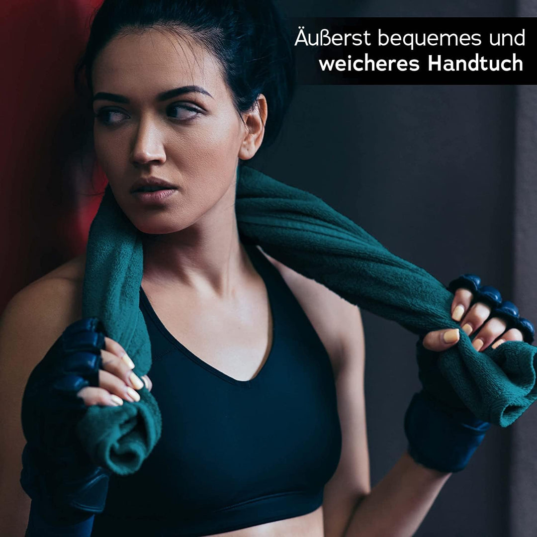 SweetNeedle Luxus-Handtuchset aus Premium-Baumwolle, Blaugrün - 2 Badetücher, 2 Handtücher und 4 Was