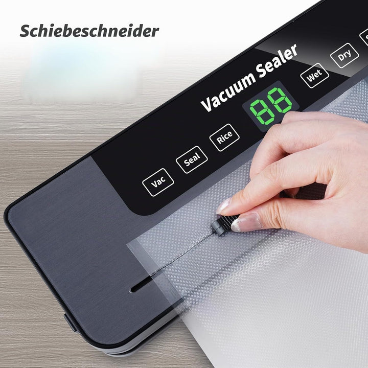 6-in-1 Vakuumiergerät, Vakuumierer mit 30cm Siegelnaht und Digitaler LED-Countdown-Anzeige,50PCS Vak