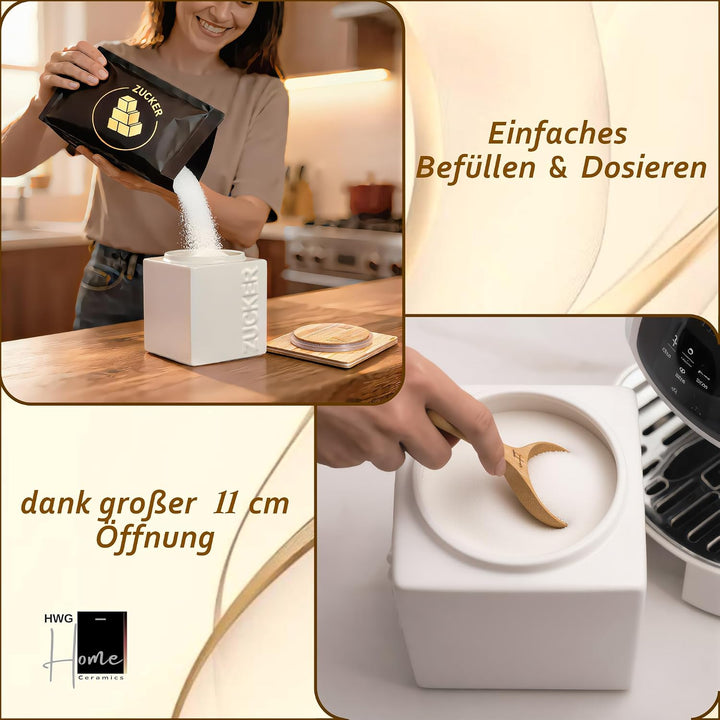 HWG-Home® - Design Zuckerdose Luftdicht 1kg - für lange Haltbarkeit - Anthrazit - Zuckerbehälter aus