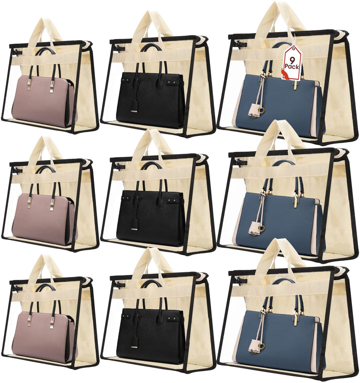 9 Stück Transparente Handtaschen-Aufbewahrungstasche, 3 Grössen Handtaschen Staubschutzbeutel mit Re