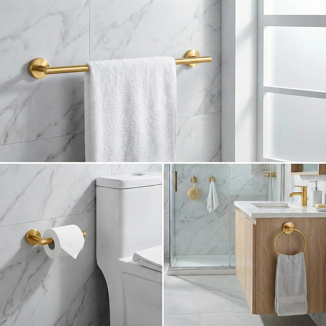 Gold Badezimmer Hardware Set, SUS304 Edelstahl 60 cm Handtuchstange, Toilettenpapierhalter, Handtuch