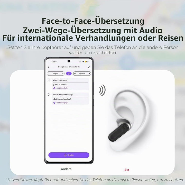 Jiawu Ohrhörer mit KI-Übersetzung in Echtzeit, 164 Sprachen/7 Übersetzungsmodi, Übersetzer-Ohrhörer