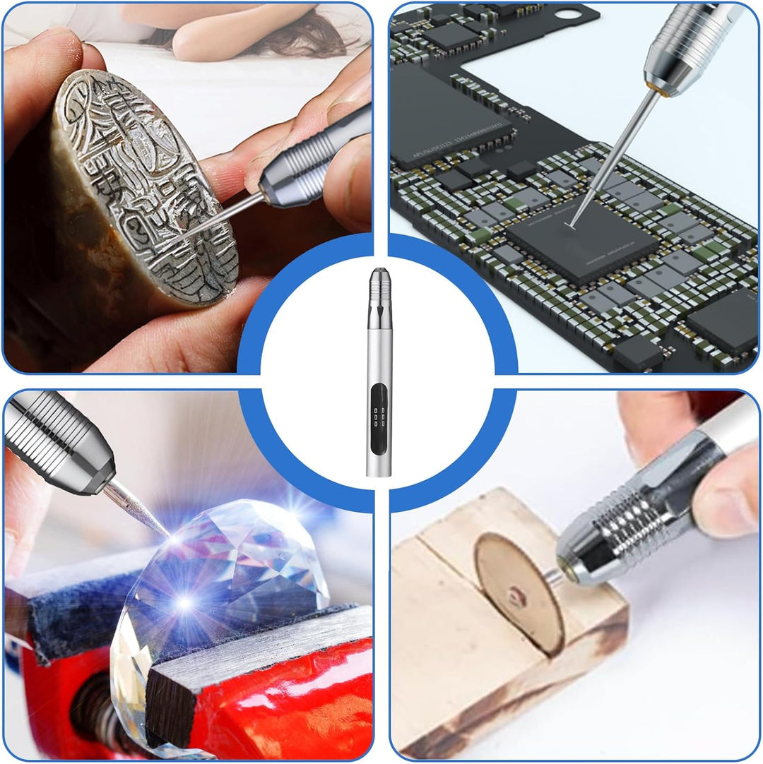 Elektrische Gravierstift: Wiederaufladierbar Gravur Werkzeug Kit, Mini Gravurwerkzeug mit Gravurzube