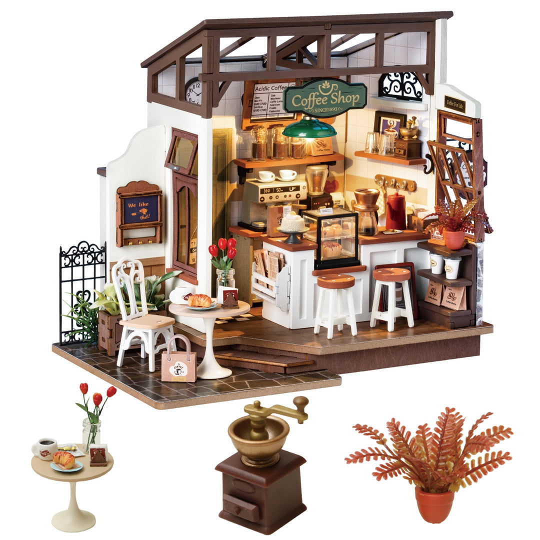 Rolife DIY Miniatur Cafe-Minihaus Holzpuppenhaus Geschenkidee Für Frauen und Mädchen(DG162), Cafe