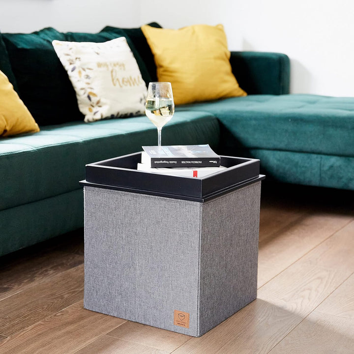 Love IT Store IT Premium 3-in-1 Sitzhocker mit Stauraum - Hocker, Tablett und Aufbewahrungsbox - Aus