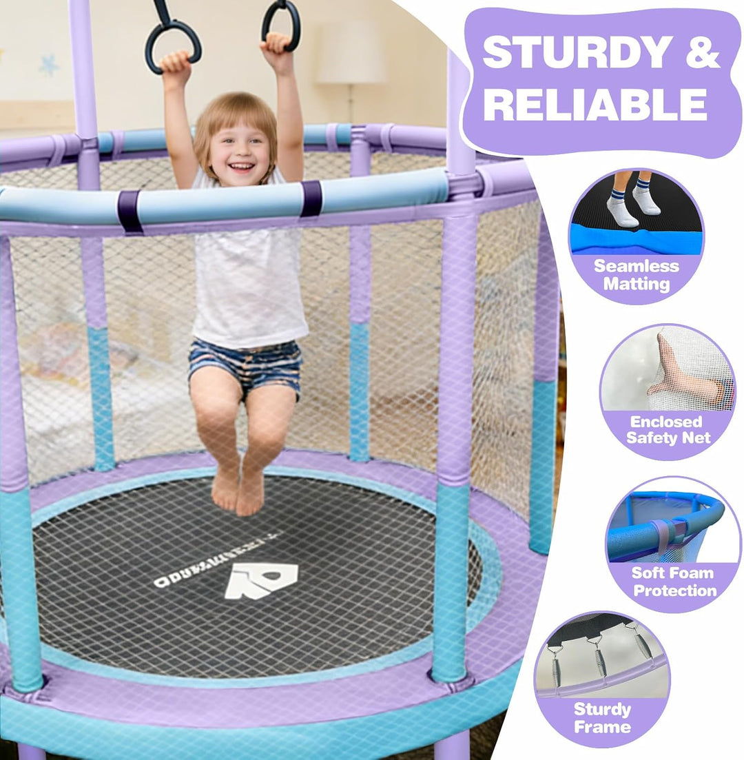Indoor &amp; Outdoor Trampolin with Net for Kinder Ø 140 cm, 55 | Kinder Trampolin with Adjustable Gymna