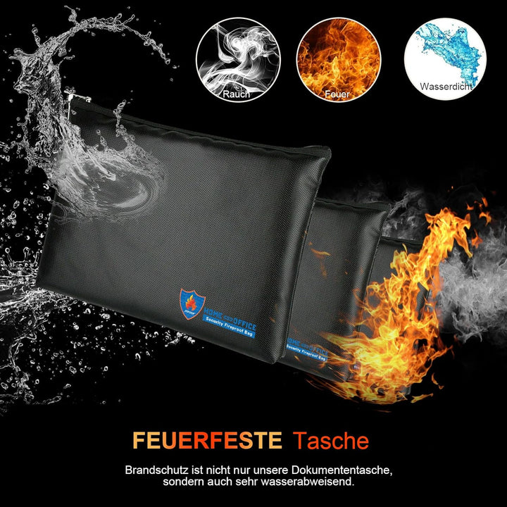 2 Stück Feuerfeste Tasche 29x20cm, Wasserdichte Feuerbeständige Tasche,Tresor Feuerfest Geldscheine
