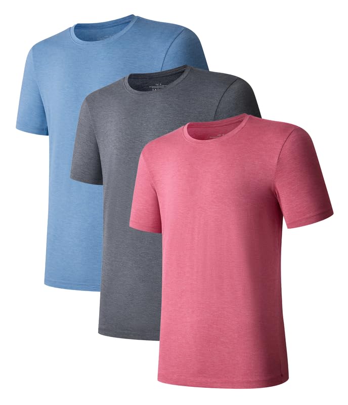 COLORFULLEAF 3/5er Pack Bambus Rundhals T-Shirt Herren Stretch Unterziehshirt Männer Einfarbig Busin