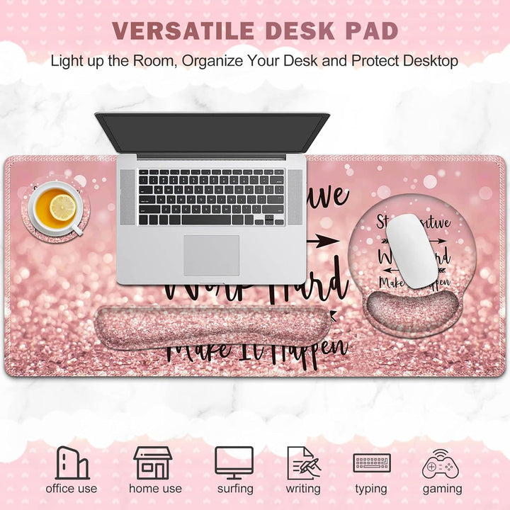 ToLuLu Tischmatte, XXL grosses Mauspad Handgelenkstützen-Set, 4 in1 Gaming-Mauspad Tischpad + ergono