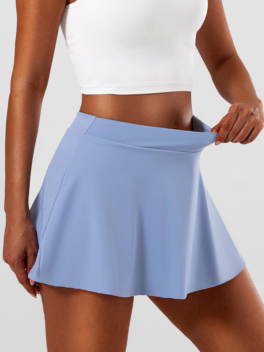 GroYolan Tennisrock Damen Hohe Taille Skort Plissierter Sportrock mit Innenhose und Taschen Minirock