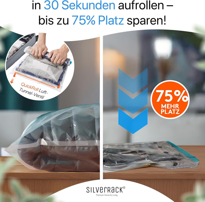 Vakuumbeutel für Kleidung Reise zum Rollen [12 Stück] in (5x 35x50 cm / 5x 40x60 cm / 2x 50x70 cm) -