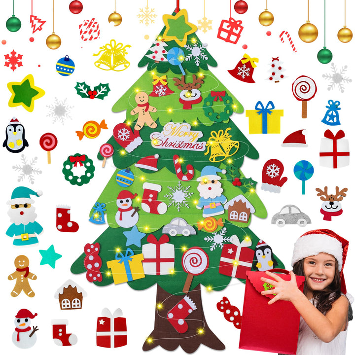 WEST STORY Filz Weihnachtsbaum für Kinder, 3.3Ft DIY Filz Tannenbaum Zum Schmücken mit 34 Ornamenten
