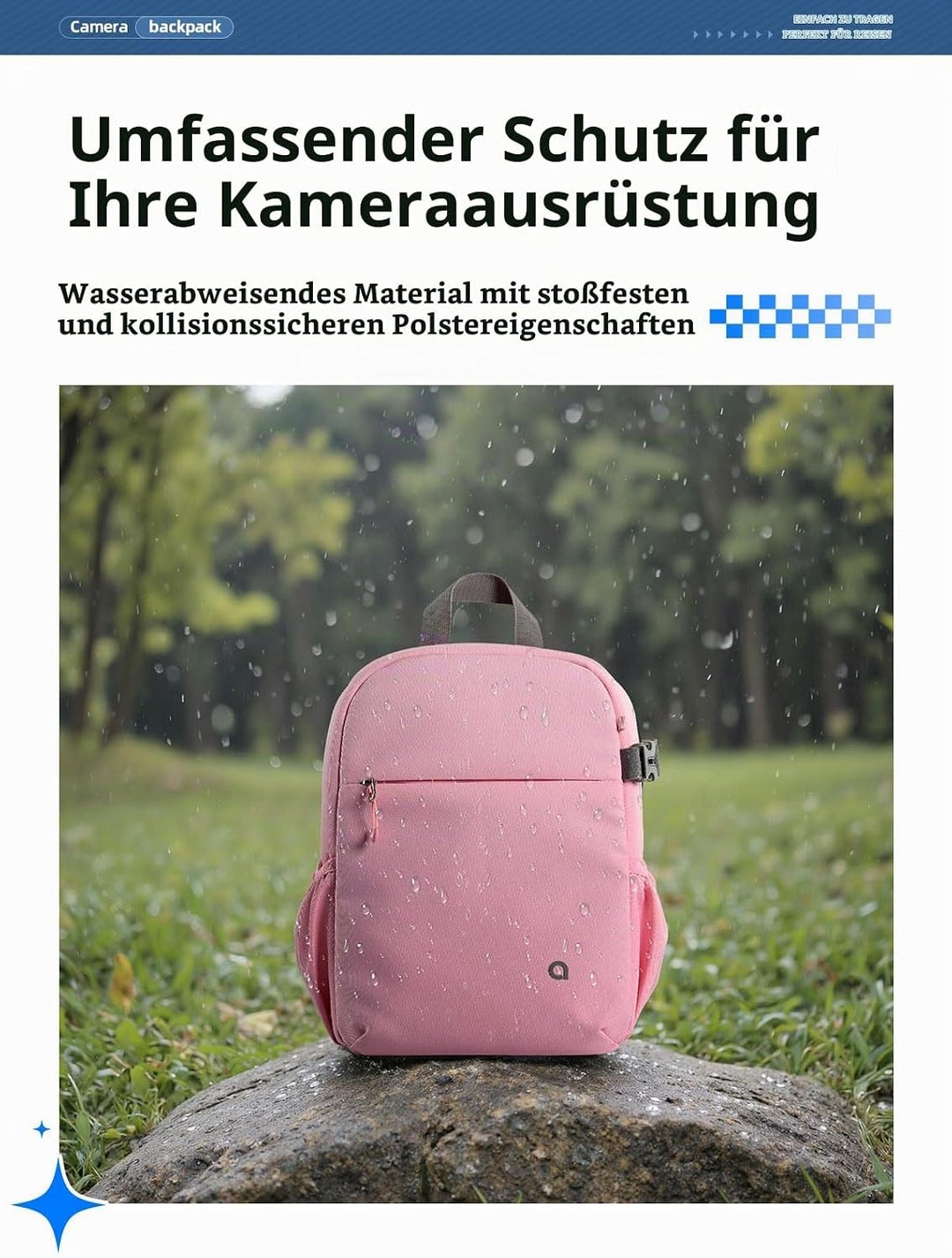 llano Kamerarucksack für DSLR/SLR/Spiegellose Kameras – Wasserabweisender Fotorucksack mit Laptopfac