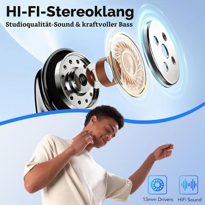2026 Neu Bluetooth Kopfhörer, In Ear Kopfhörer Kabellos Bluetooth 5.4, 4 ENC Noise Cancelling Mic mi