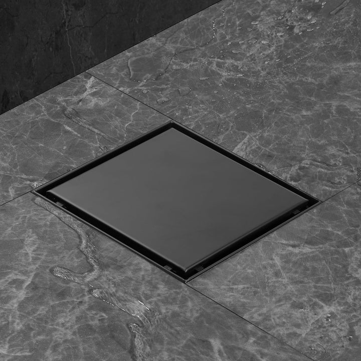 Duschrinne Quadrat 20 x 20cm Edelstahl Bodenablauf 2-in-1 doppelseitig, Flieseneinsatz Ablaufrinne,s