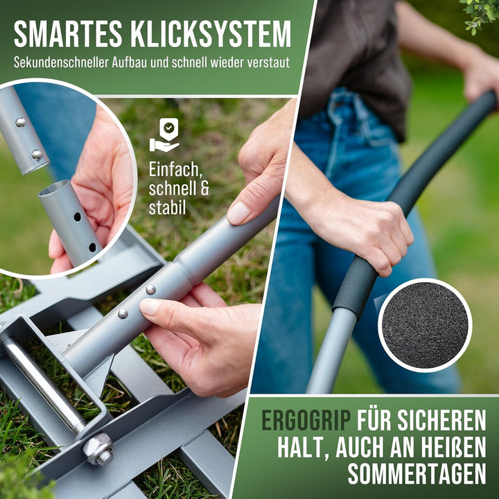 Rasenrakel [Ergonomisch] mit Klicksystem | 80x30cm | für perfekt Ebene Rasenflächen | Rakel für Rase