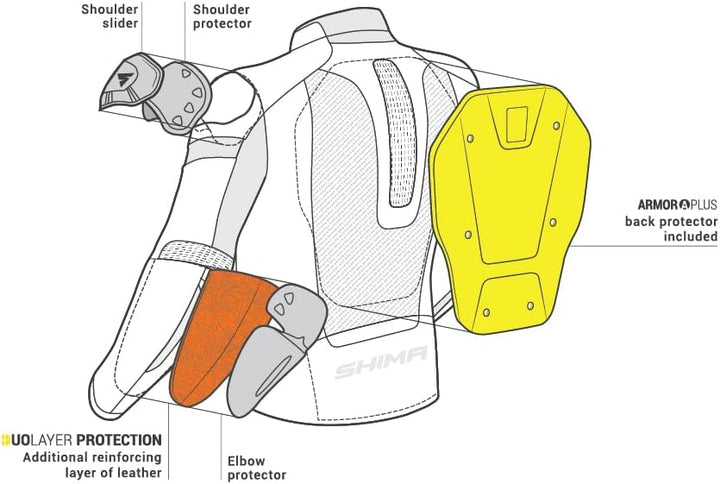 SHIMA PISTON Herren-Motorradjacke - Leder, urbane Jacke mit Netzeinsätzen, Protektoren an Schultern,