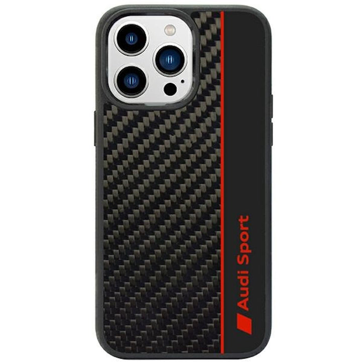Audi Sport Handyhülle - Kompatibel mit iPhone 14 Pro Max - Stossabsorbierende Hülle mit Carbon - mit