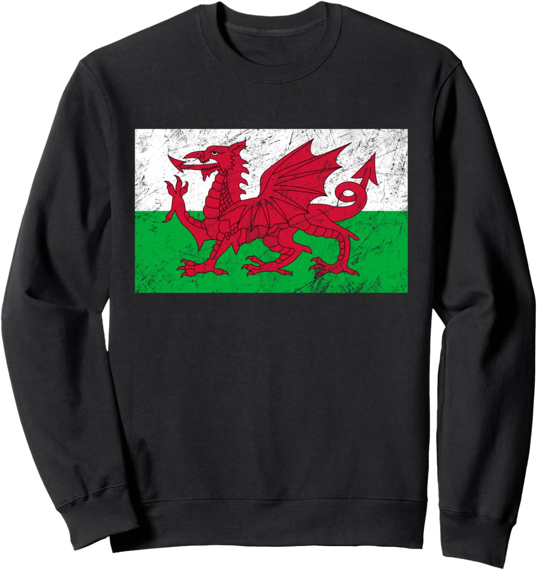 Wales Dragon Flag Welsh Retro Cymru Mittelalter Sweatshirt