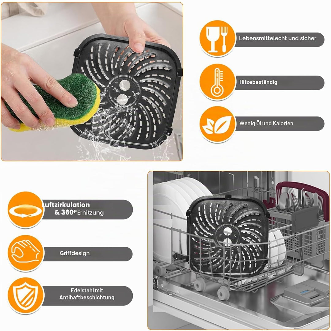 Ersatz-Grillplatte für Russell Hobbs SatisFry Airfryer 8L 27170-56, 24x24cm Ersatzteil Heissluftfrit