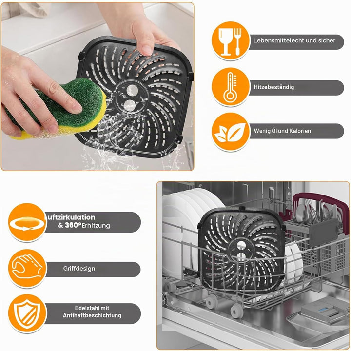 Ersatz-Grillplatte für Russell Hobbs SatisFry Airfryer 8L 27170-56, 24x24cm Ersatzteil Heissluftfrit