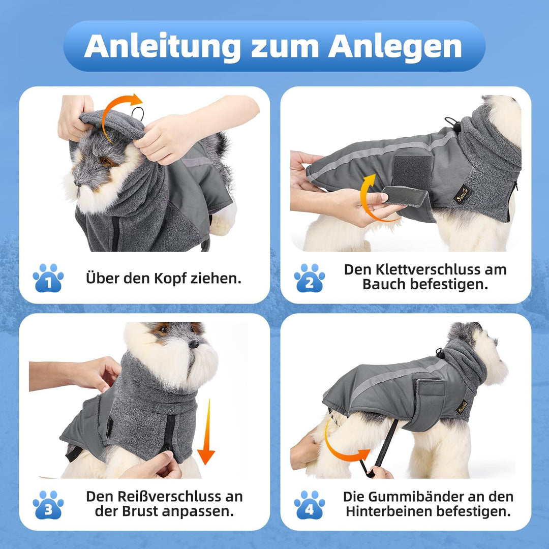 SlowTon Wintermantel für Hunde, Warmes Futter aus Polar Fleece Aussenjacke für Hunde mit Rollkragens