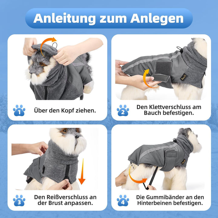 SlowTon Wintermantel für Hunde, Warmes Futter aus Polar Fleece Aussenjacke für Hunde mit Rollkragens