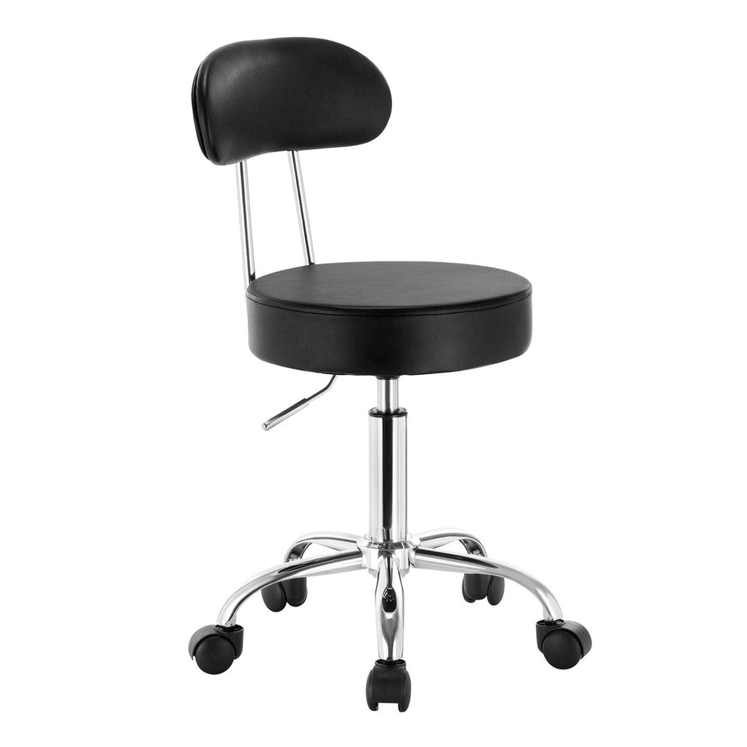 WOLTU Rollhocker Schminkhocker Hocker höhenverstellbar mit Rollen & Lehne Schwarz Arbeitshocker 360°
