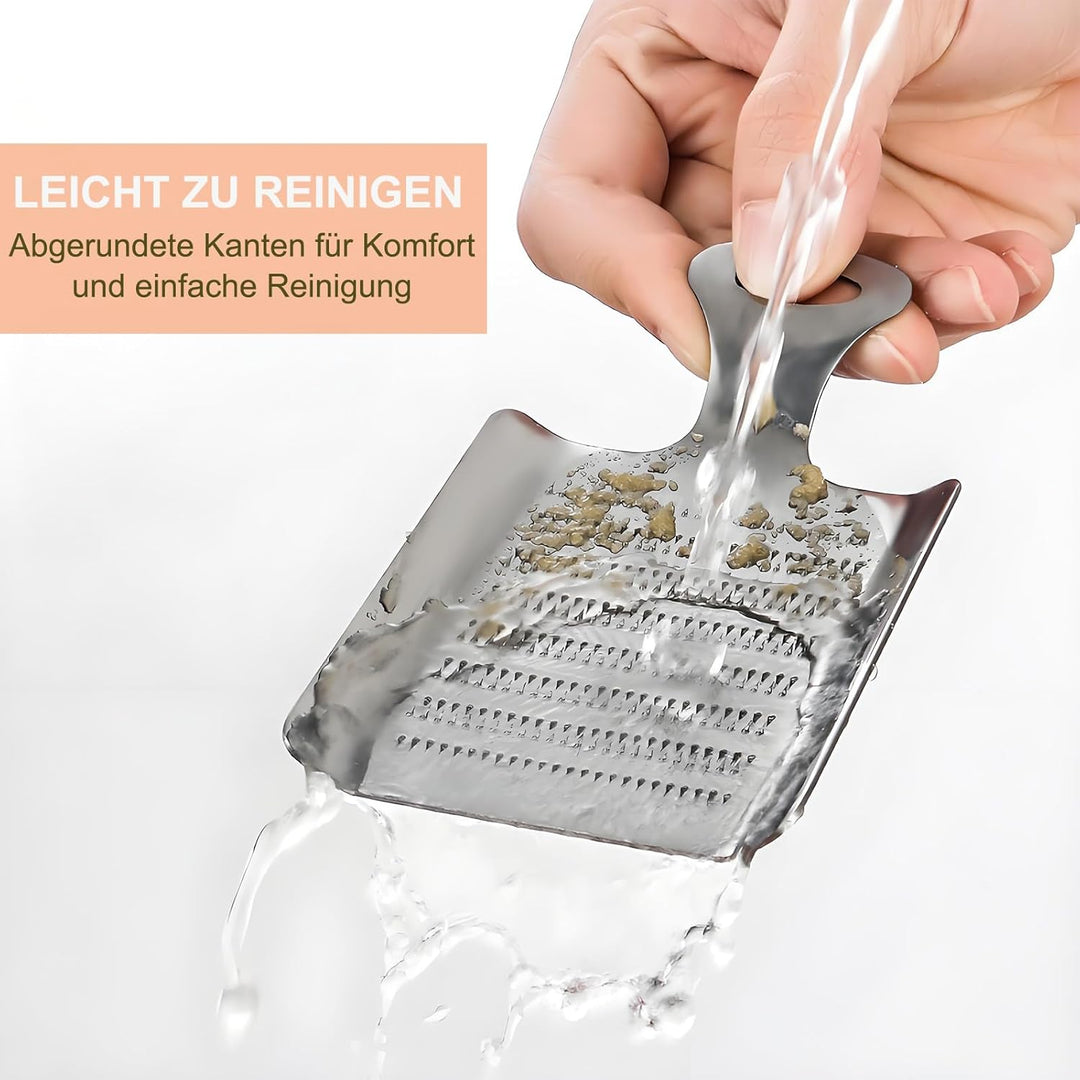 Edelstahl Ingwerreibe, Knoblauchreibe, Ingwer Knoblauch Wasabi-Reibe, Silber Crusher Knoblauchpresse