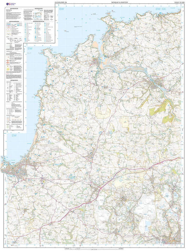 Newquay and Padstow (OS Explorer Map, Band 106), Karte