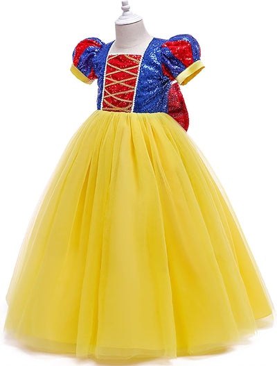 Windskids Schneewittchen Kostüm Mädchen Prinzessin Kleid mit Zubehör Verkleidung Snow White Schleife