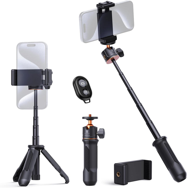 Mini Stativ,K&F Concept MS09 Selfie Stick Tischstativ,Desktop Vlogging-Stativ mit 360° Kugelkopf,Han
