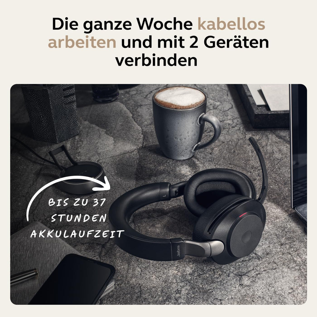 Jabra Evolve2 85 Wireless PC Headset – Noise Cancelling UC Certified Stereo Headphones With Long-Las