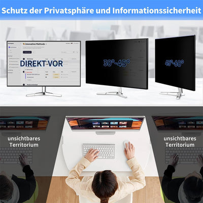 DEJIMAX Monitor Blickschutzfolie 24 Zoll für Computer 16:9 Seitenverhältnis, Anti -Blendung & blaues