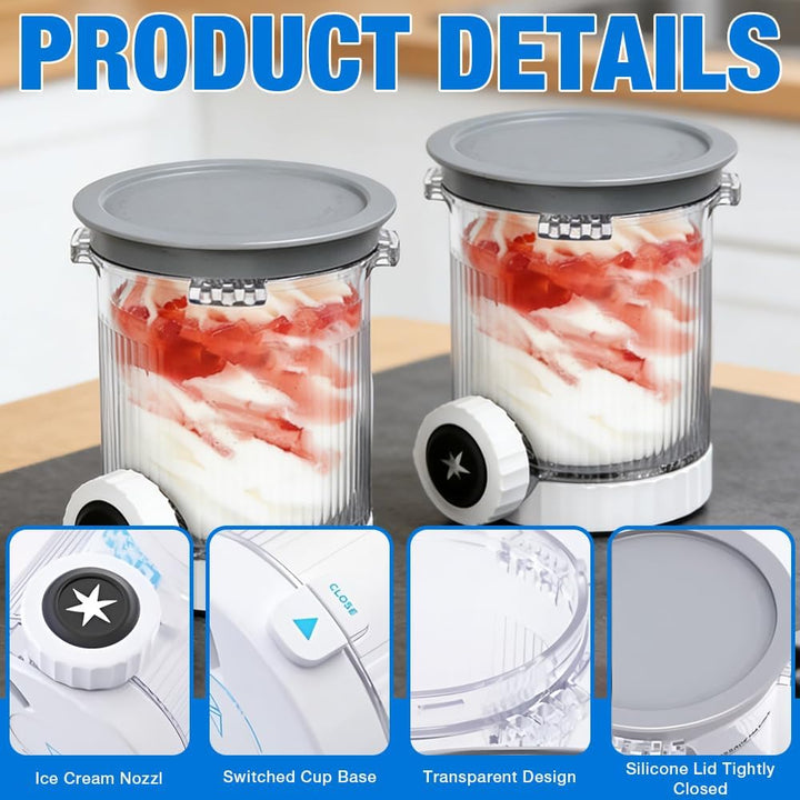 4 Stück Ninja Swirl Creami Behälter mit 5 Löffeln, 500ml Eisbehälter für Ninja Creami NC701 & NC700