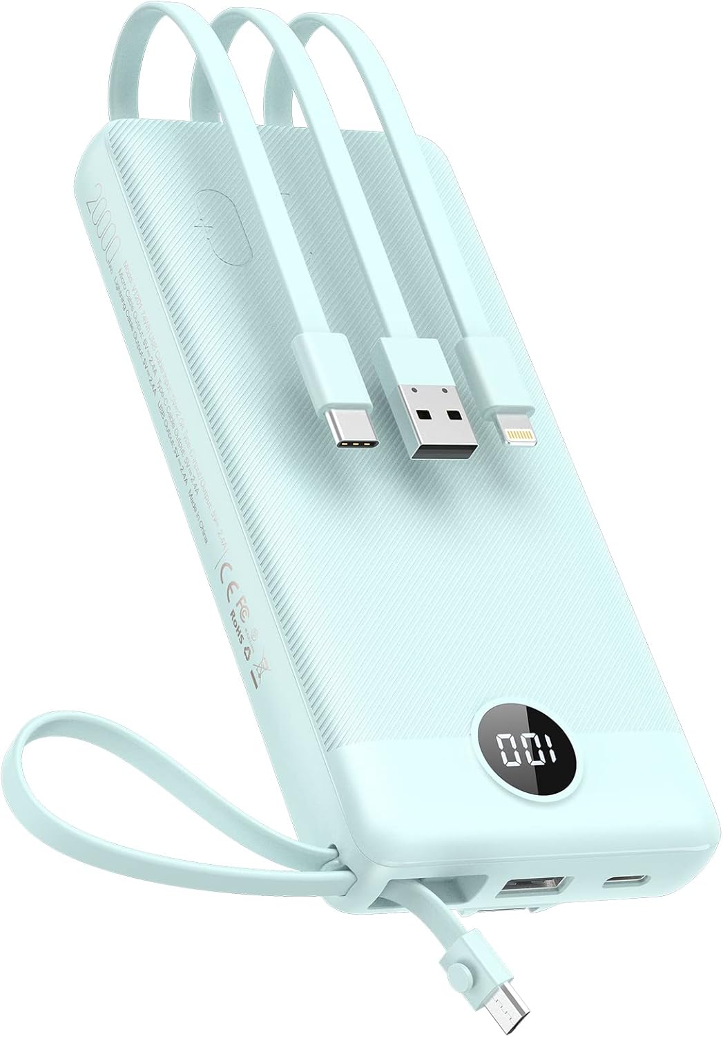 Powerbank 20000mAh Power Bank mit Kabel VEEKTOMX Powerbank USB C Tragbares Ladegerät 5 Ausgängen LED