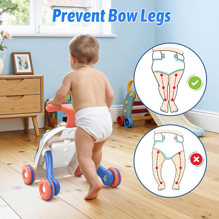 QDRAGON 3 in 1 Lauflernwagen, Baby Lauflernhilfe Mit Regulierbarer Geschwindigkeit, Baby Spiel Gehhi