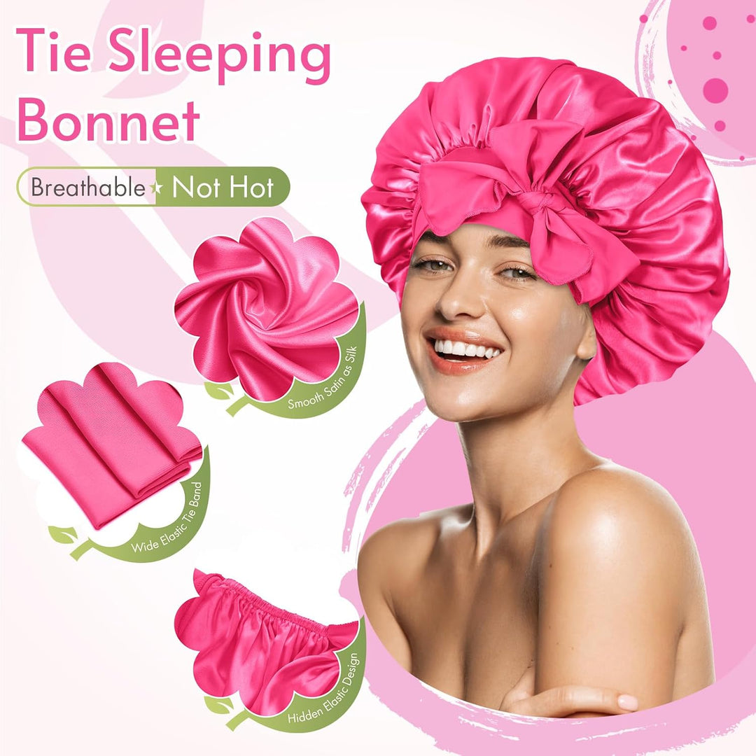 BONNET QUEEN Satin Seiden Schlafmütze Verstellbar Damen Herrn Motorhauben Nacht Haarpflege Schutz Ko
