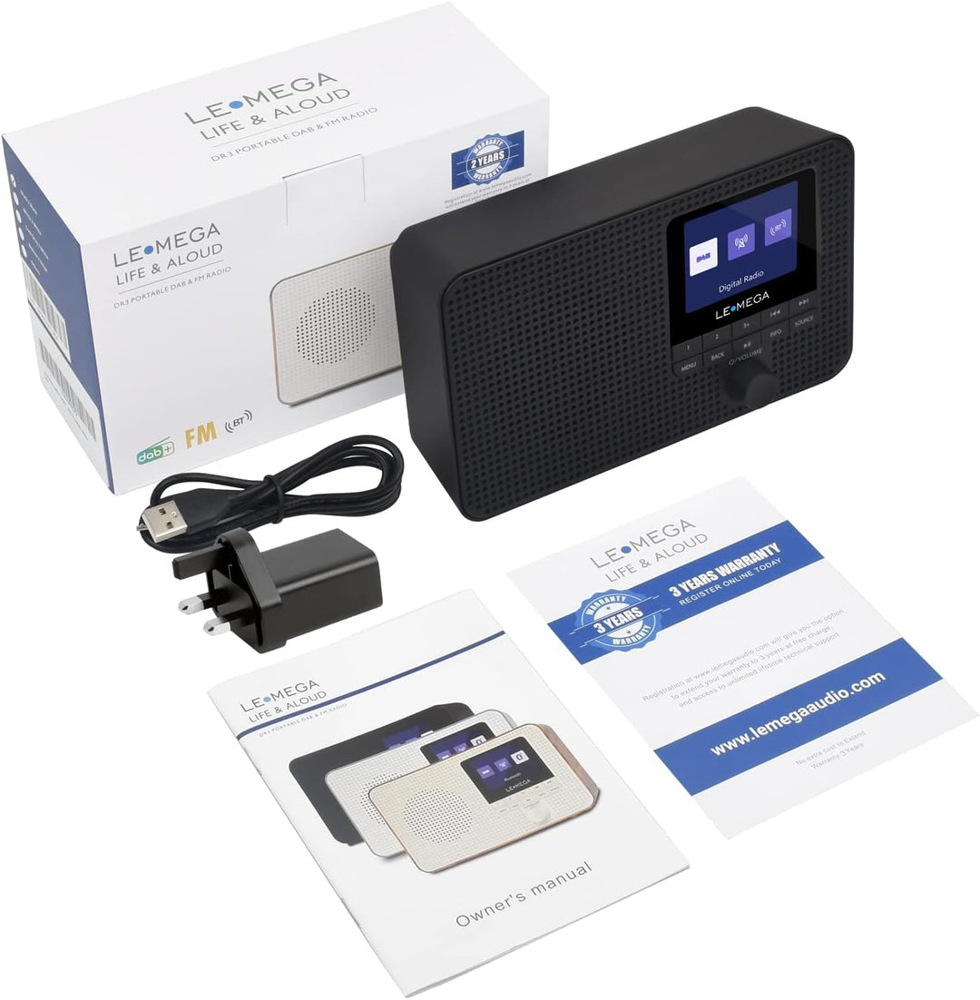 LEMEGA DR3 Tragbares Radio mit DAB+/DAB/FM,Büro Radio DAB Plus Bluetooth,Batteriebetrieben &amp; Netzbet
