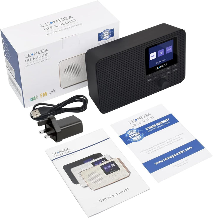 LEMEGA DR3 Tragbares Radio mit DAB+/DAB/FM,Büro Radio DAB Plus Bluetooth,Batteriebetrieben &amp; Netzbet