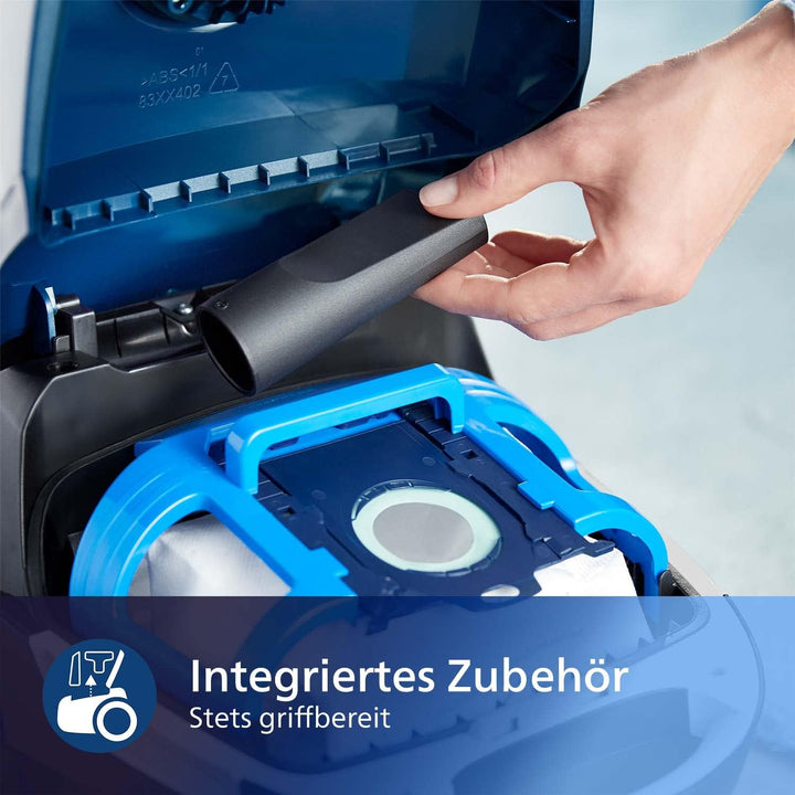 Philips Series 3000 Performer Compact Staubsauger mit Beutel – 900-W-Staubsauger mit Allergiefilter,