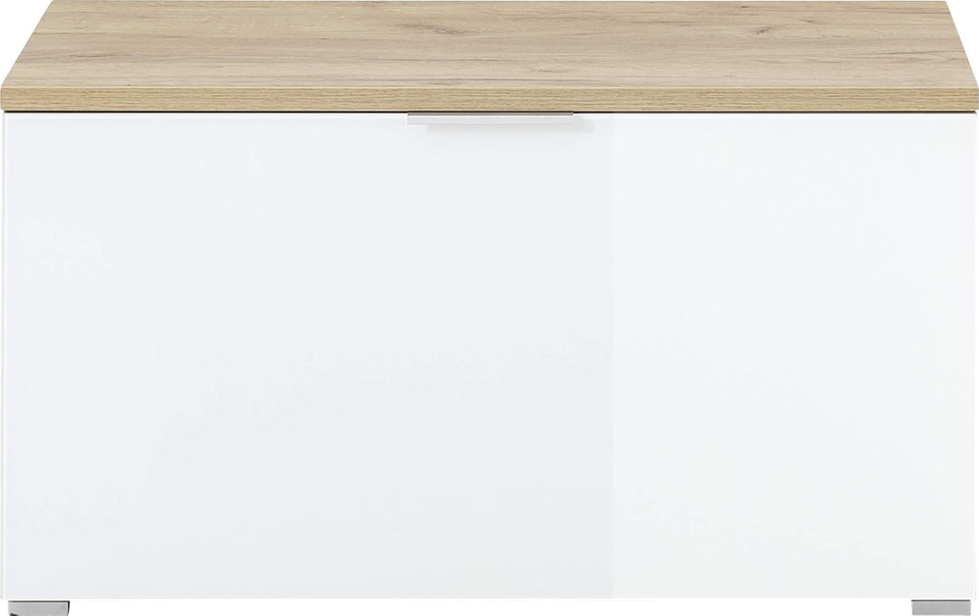 Germania Schuhbank 3972-242 GW-TELDE, in Navarra-Eiche-Nb./Weiss, Klappe mit Glasfront, 89 x 49 x 40