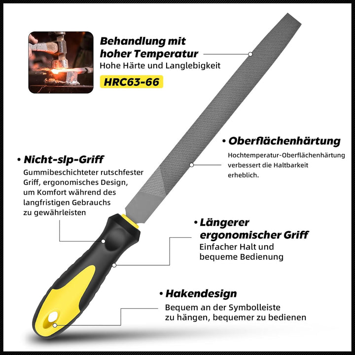 FZENeast Feilen Set, 17tlg Metallfeile mit Aufbewahrungstasche,Flachfeile/Dreikantfeile/Halbrundfeil