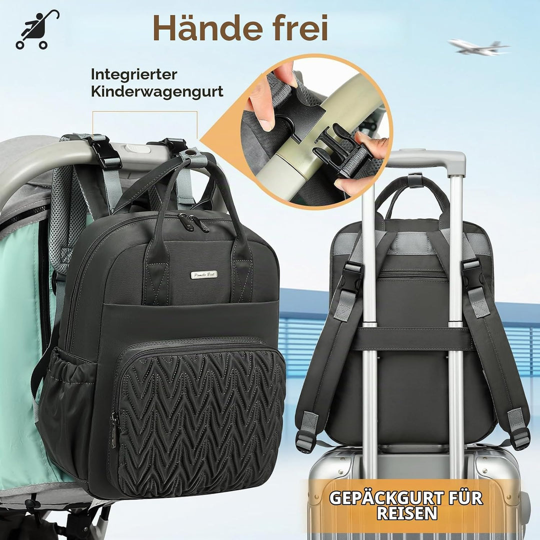 Pomelo Best Wickelrucksack Mittelgross Stylischer Wickeltasche Rucksack Baby Tasche mit Wickelunterl