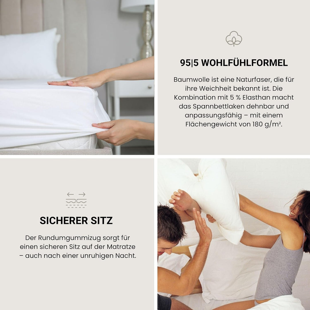 Schiesser Premium Spannbettlaken Flexi | 95|5 Wohlfühlformel | aus nachhaltiger Produktion | für Mat