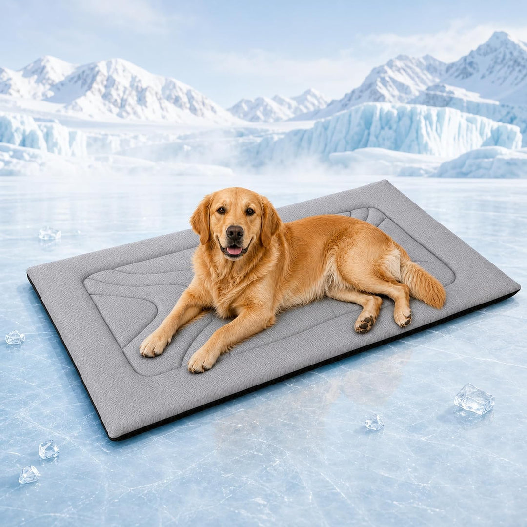 Kühlmatte für Hunde, waschbare Hundekühlmatte mit Q-Max ≥ 0,4 PE-Kühlgewebe, ca. 3 cm gepolstert, ru