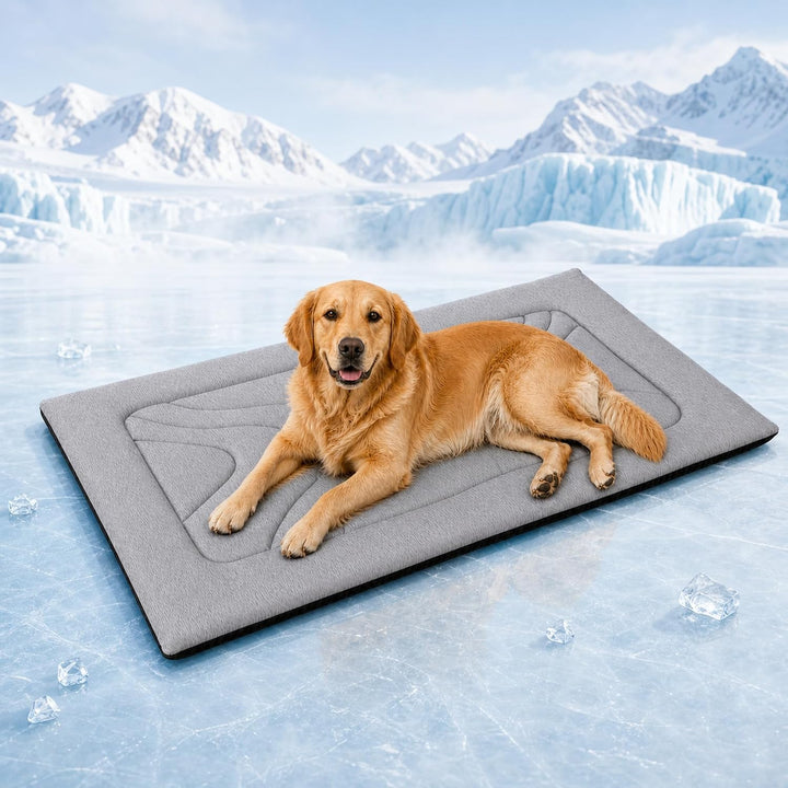 Kühlmatte für Hunde, waschbare Hundekühlmatte mit Q-Max ≥ 0,4 PE-Kühlgewebe, ca. 3 cm gepolstert, ru