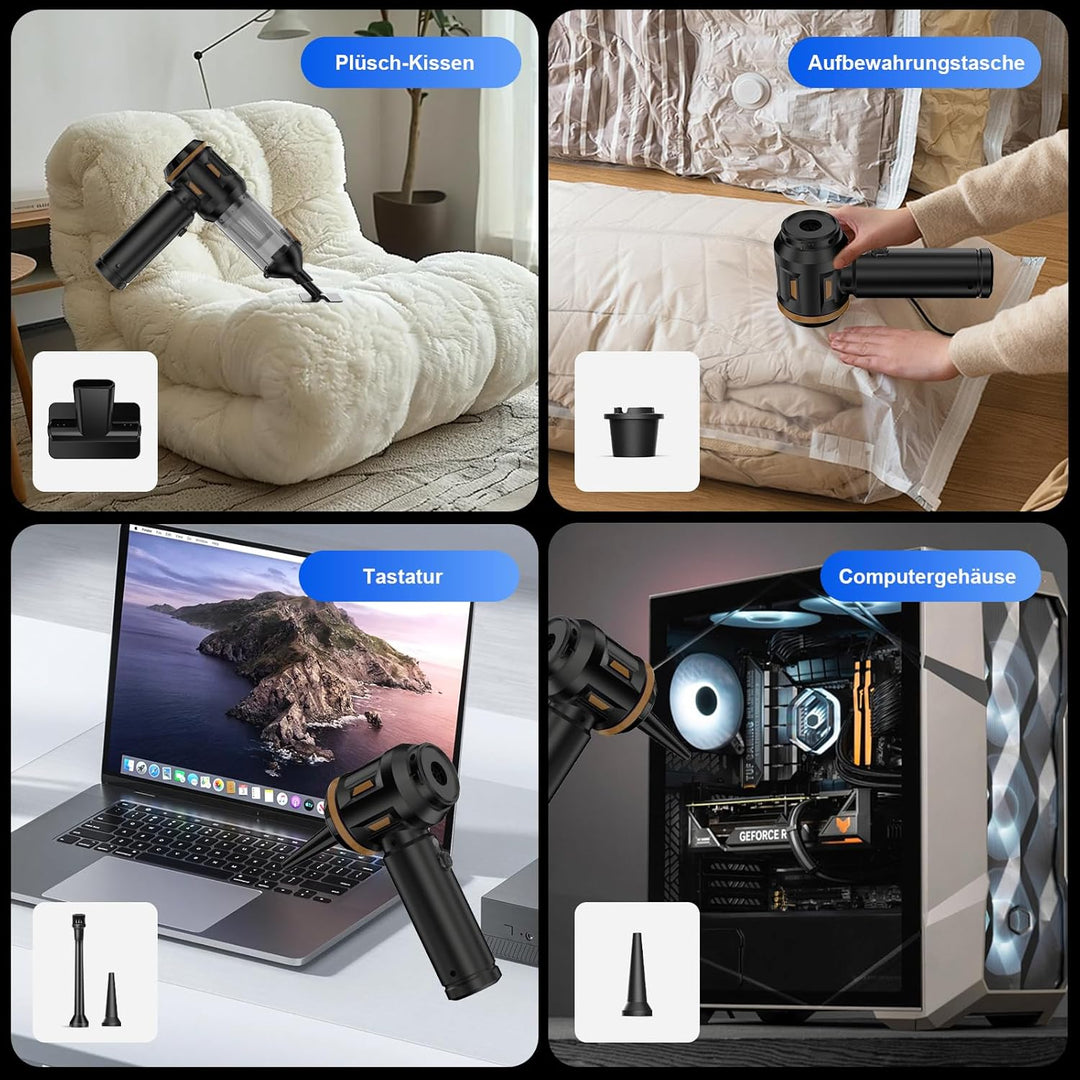 Handstaubsauger, 26000 Pa 4-In-1 Mini Staubsauger Akku Kabellos mit Digitalanzeige 1-Knopf-Selbstent